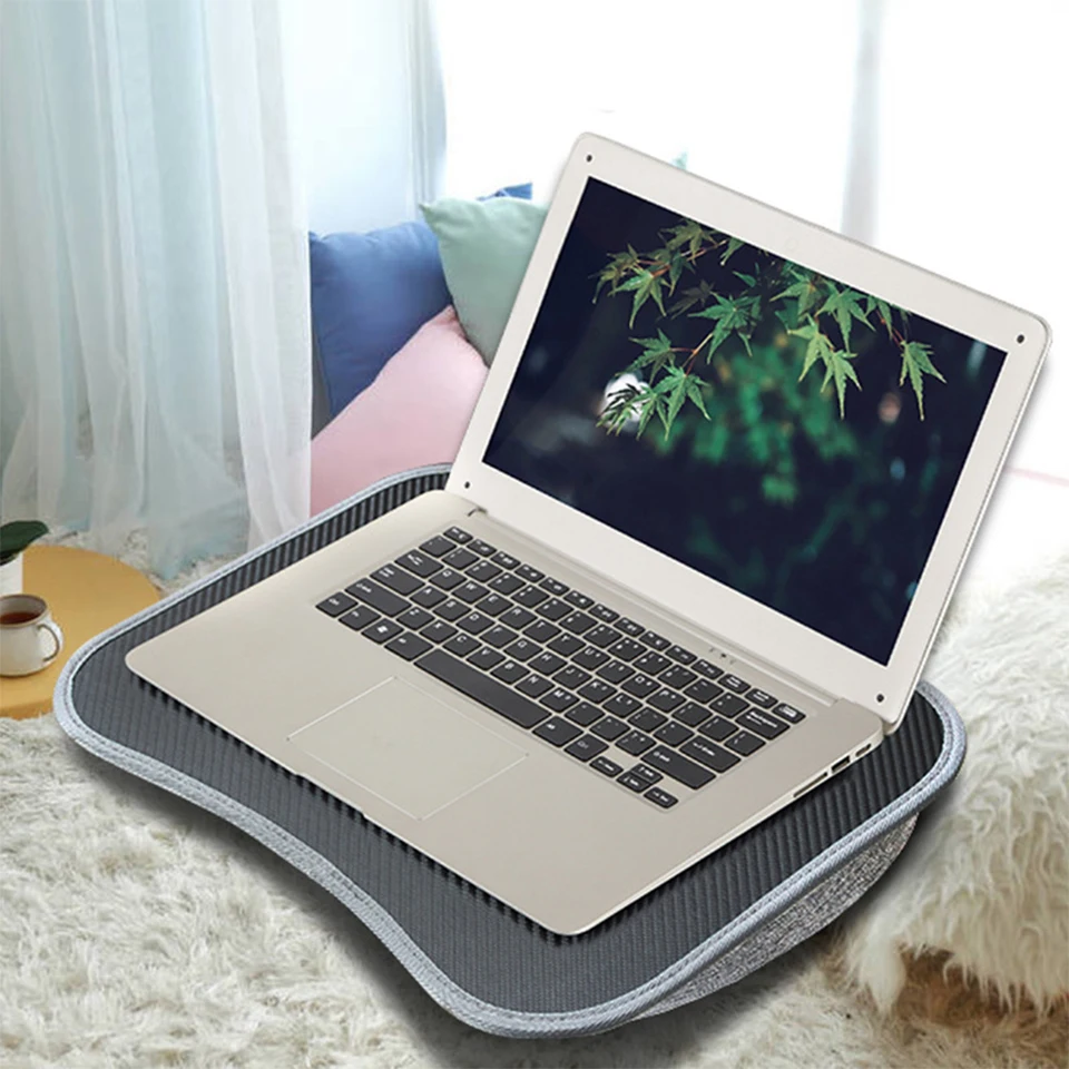 Prenosný lapnikový stôl s mäkkým vankúšom vankúšom vhodný pre 13 až 15 palcové laptopy s rukoväťou prepravy