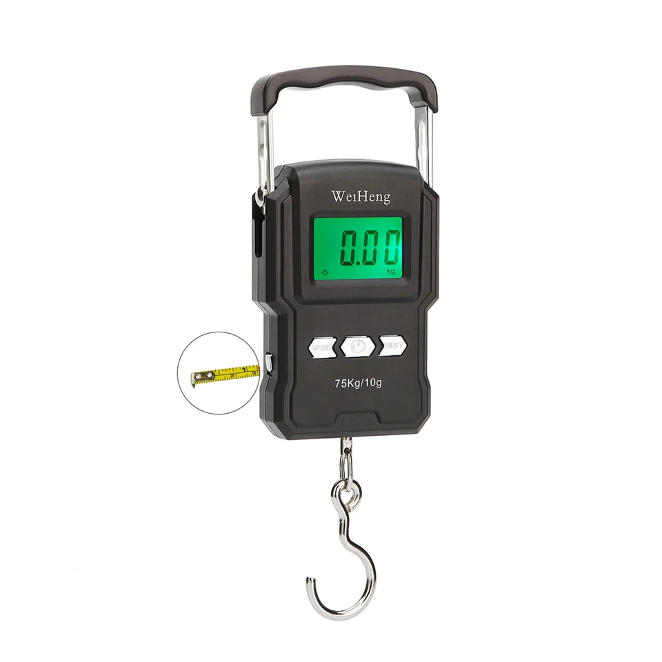 Prenosný LCD digitálny rybársky závesný závesný stupnica batožinového kufra Hmotnosť cestovných stupníc elektronickej hmotnosti nástroja 75 kg/10 g 50 kg/5g