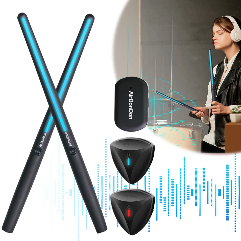 Prenosný letecký bubon set Virtual Drum Sticks Bluetooth kompatibilný elektronický bubnový súbor realistického efektu pre začiatočníkov profesionálov