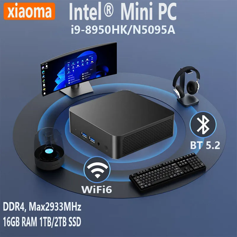 Prenosný mini PC Gamer Intel Core i9 8950HK N5095A, Windows 11 Počítač 16 GB DDR4 512 GB 1TB SSD Ethernet Gaming PC Deskto