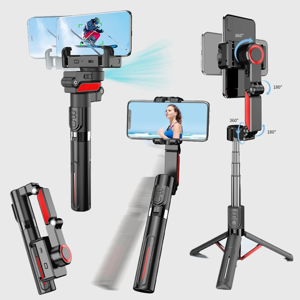 Prenosný multifunkčný stabilizátor smartfónov s gimbálmi s bezdrôtovým diaľkovým diaľkom a anti otrasom a 360 ° rotáciou Automatické sledovanie tváre