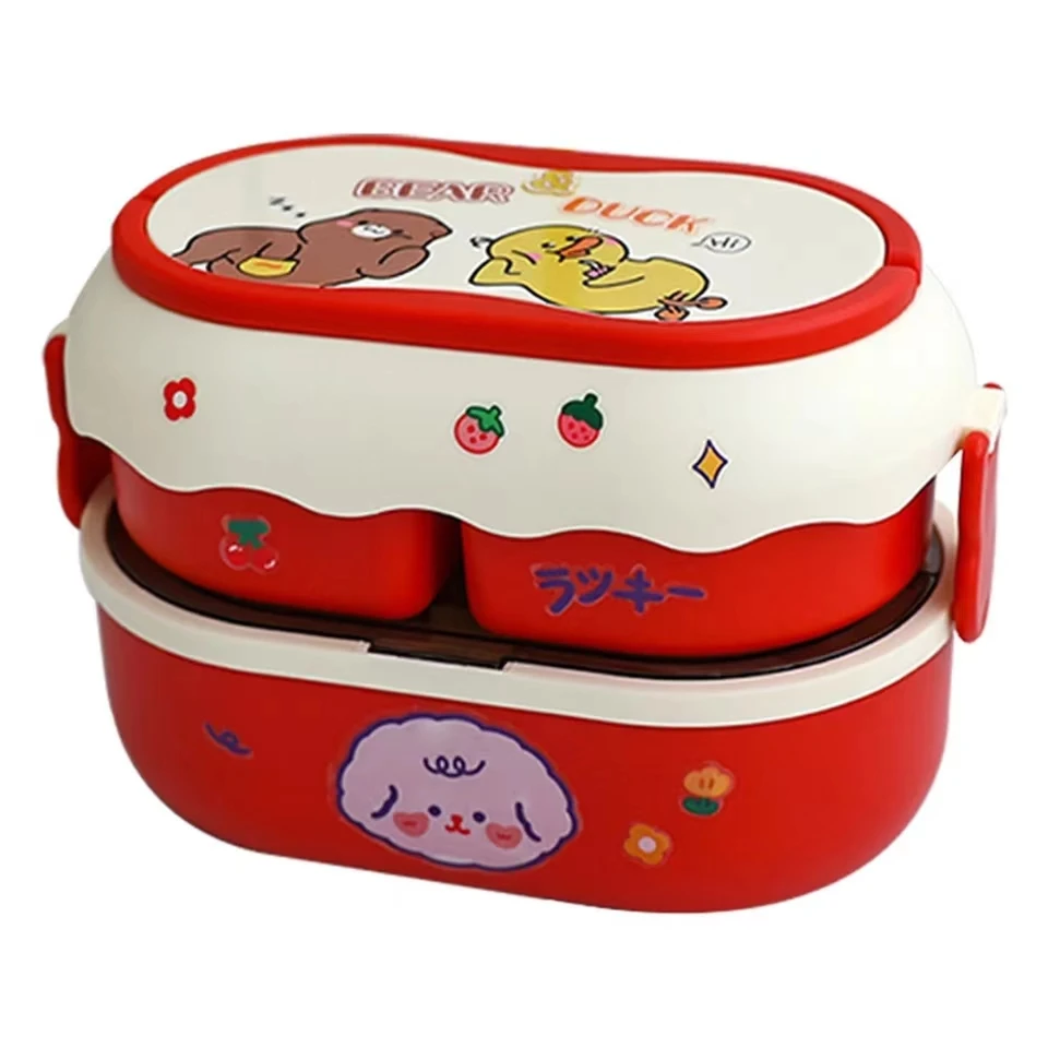 Prenosný obed Kawaii pre dievčatá Škola Detské deti plastové piknik Bento Box Microwave Food Box s priehradkami Skladovacie nádoby