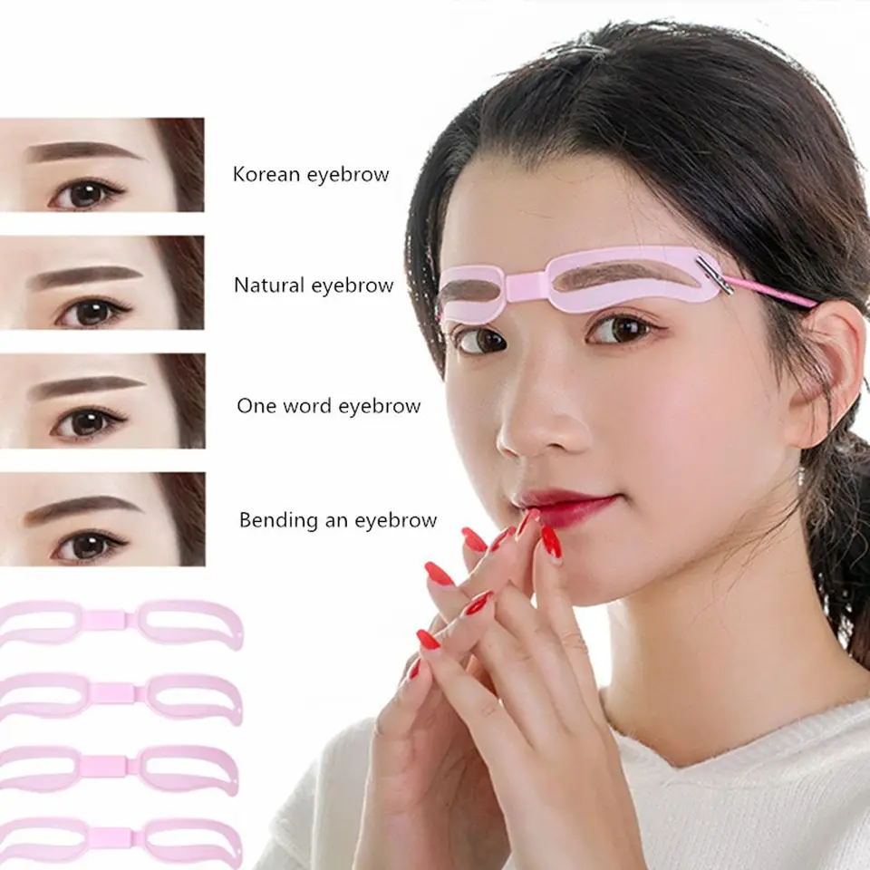 Prenosný opakovane použiteľný make -up náradie 4 Štýly obočie šablón šablóna obočie setp set card karta starostlivosť o kartu