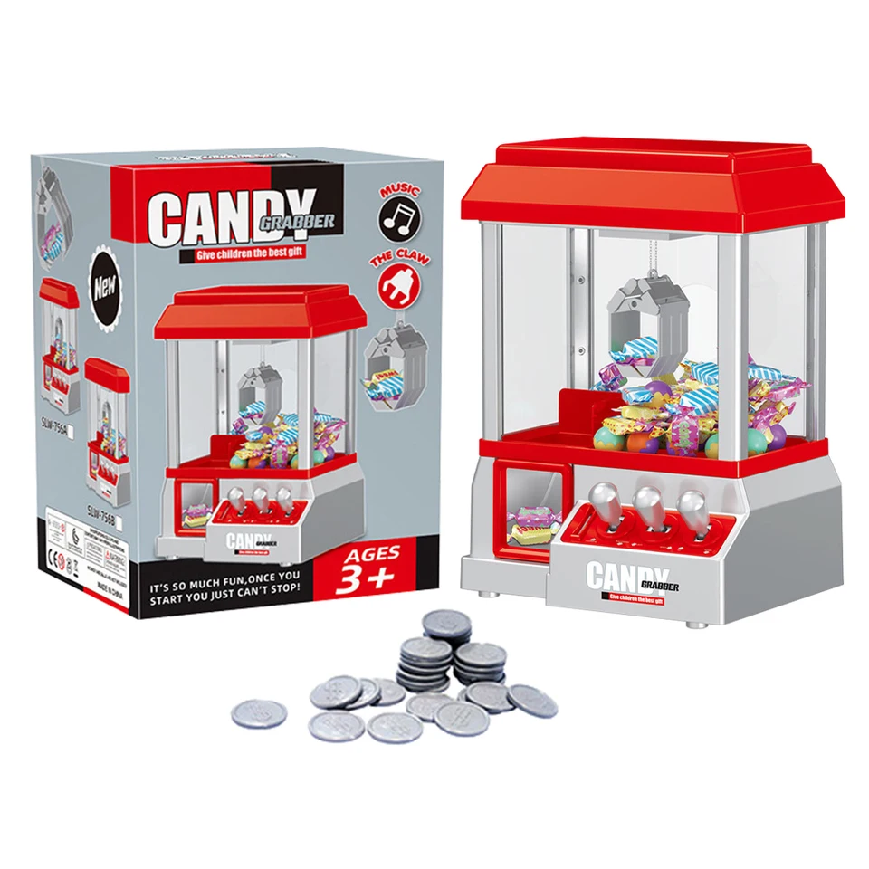Prenosný plyšový drapák Arcade Machine Coin Prevádzkované plastové elektronické pazúry Party Dodávky Zábava pre deti dospelých