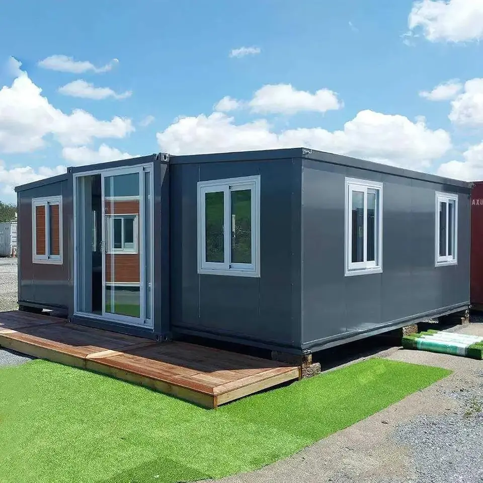 Prenosný prefabrikovaný malý dom 13x20 stôp, Mobilný rozšíriteľný plastový prefabský dom pre hotel, stánok, kanceláriu, strážny dom, Villa