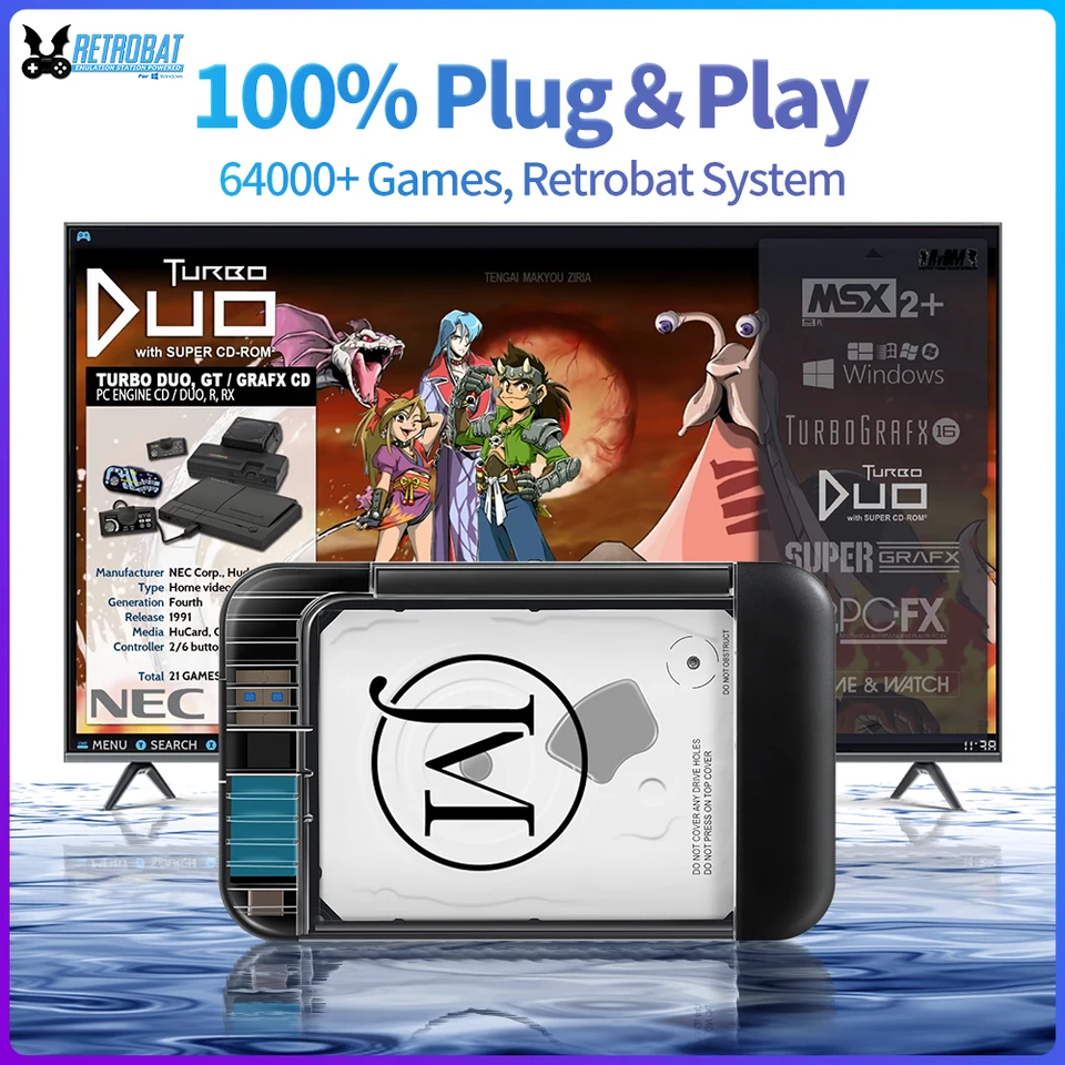 Prenosný prenosný 500G Gaming HDD konzol 70+emulátory 64000+retro hry pre PS3/PS2/DC/N64/PSP/MAME/SS pre prenosný počítač Windows a PC
