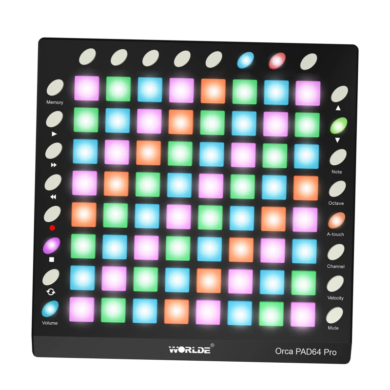 Prenosný prenosný USB MIDI Drum Controller 64 RGB podsadné podložky 24 tlačidiel vstavaného zvukového modulu 128 MB s káblom USB kábla USB