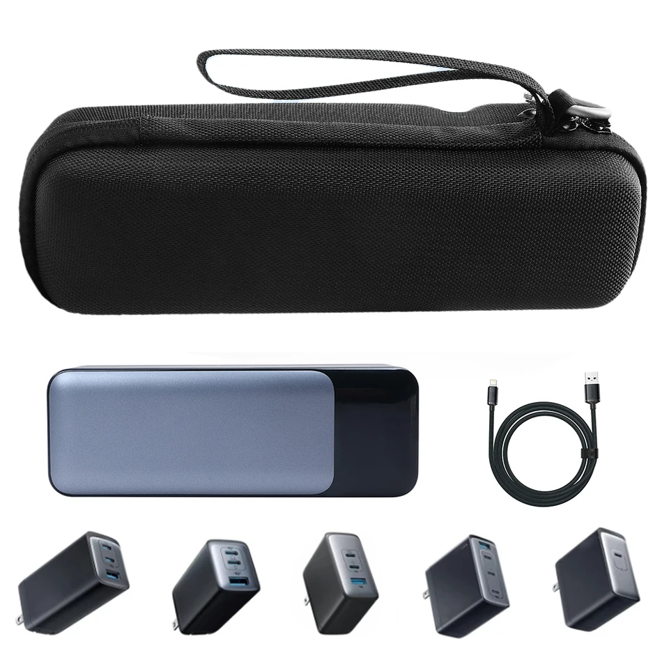 Prenosný puzdro Eva Shockproof Tvrdo cestovné puzdro prenosný úložný vrecko pre Anker Prime 27650 mAh Power Bank 250W
