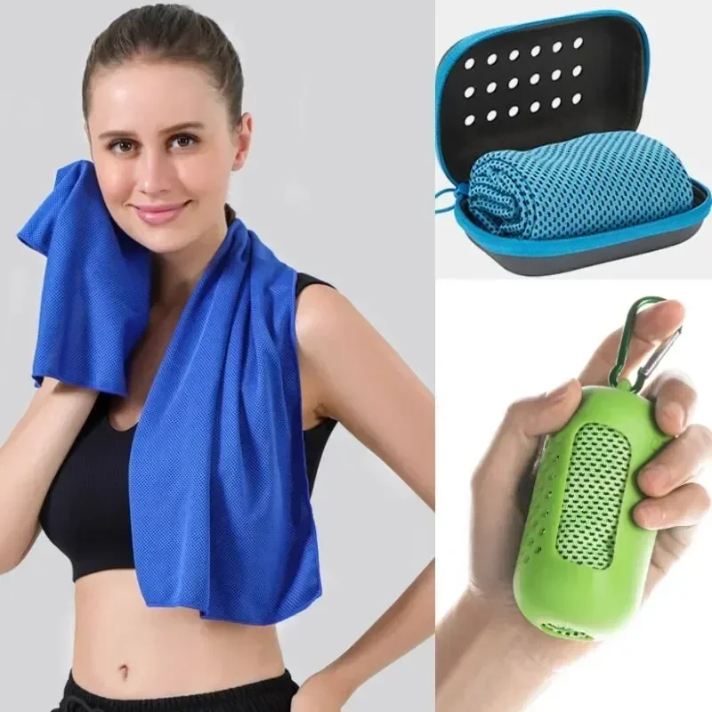 Prenosný silikónový mini studený uterák, polyester, chladiaci uterák pre vonkajšiu stranu, fitnes, šport, telocvičňu, beh, rýchle sušenie