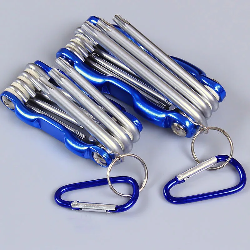 Prenosný skladací šesťhranný kľúc nastavený kovový metrický systém Torx Hexagonal Spanner Screwdriver Hex Hex Hex Hex Vysoký kvalitný ručný náradie