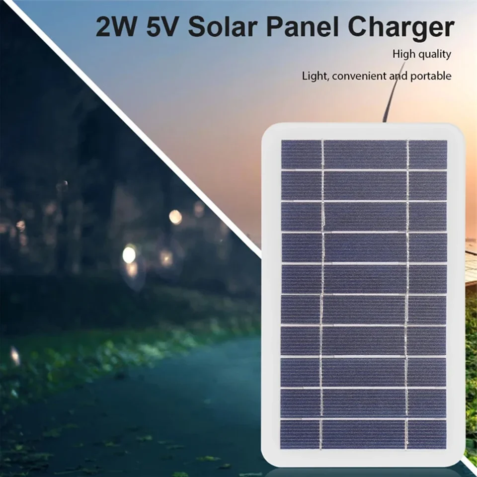 Prenosný solárny panel 5V 2W Solárna doska s USB Bezpečné nabíjanie stabilizujte nabíjačku batérií pre elektrický bankový telefón vonkajší kemping domov