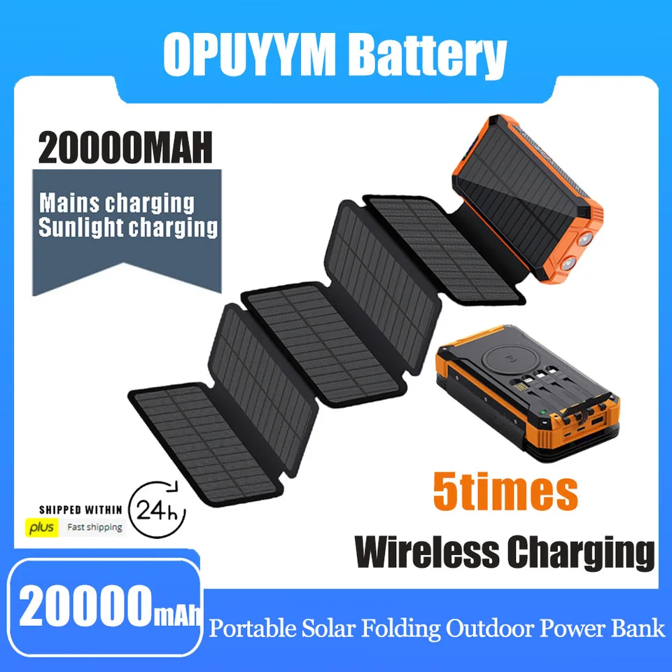 Prenosný solárny panel Power Bank 20000MAH 12V 5V USB Prenosná solárna bunka Solárne panely s nabíjačkou batérie pre telefónnu banku