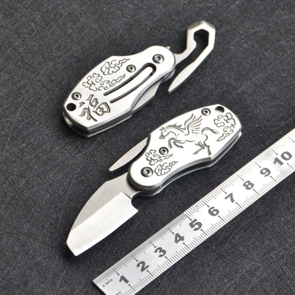 Prenosný tvar z nehrdzavejúcej ocele Knife Kemping vonkajšie prežitie náradie Skladacie mini kľúče vreckové záhyby