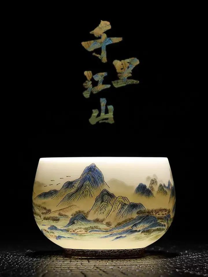 Prenosný vynikajúci jahňací tuk Jade biely porcelánový čaj šálka ručne vyrábaná keramická šálka na mieru Čajový set osobný šálka Master Master