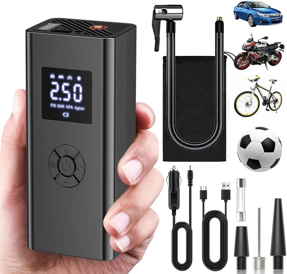 Prenosný vzduchový kompresor pre auto, vzduchové čerpadlo 150 psi, nafúknutie vozidla s digitálnou LCD obrazovkou a baterkou LED, ideálne f