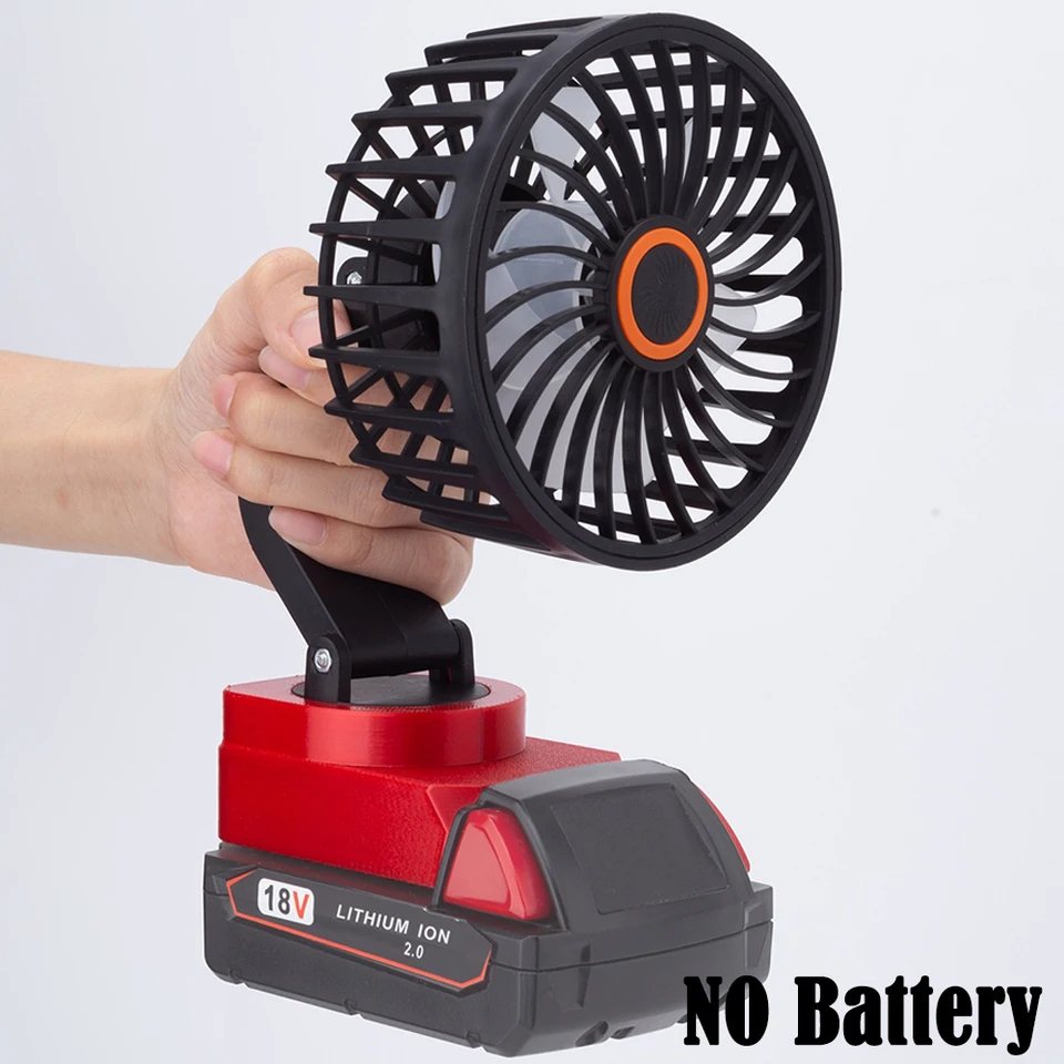 Prenosný workshop Jobsshite Camping Fan pre Milwaukee 18V Li-Ion Batériu holý náradie Akurtézový ventilátor (batéria nie je v cene)