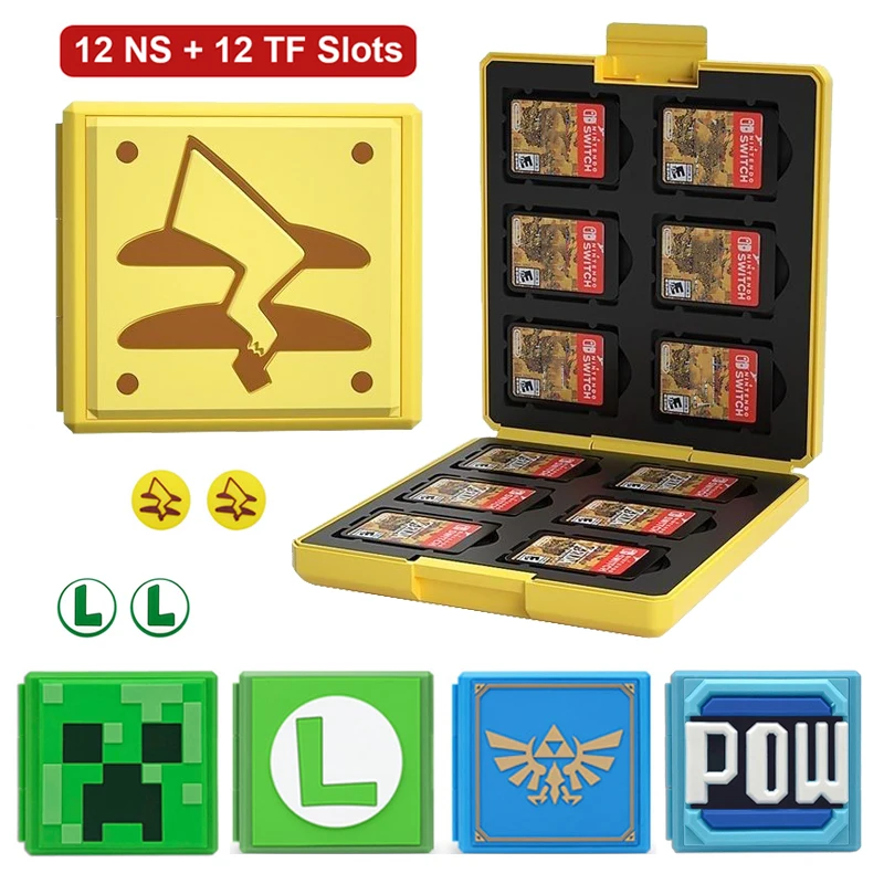 Prepnite puzdro na kartu Game pre NS Switch Games Micro SD Cards, Switch OLED Game Držiteľ kazety s 12 hernými kartami úložisko