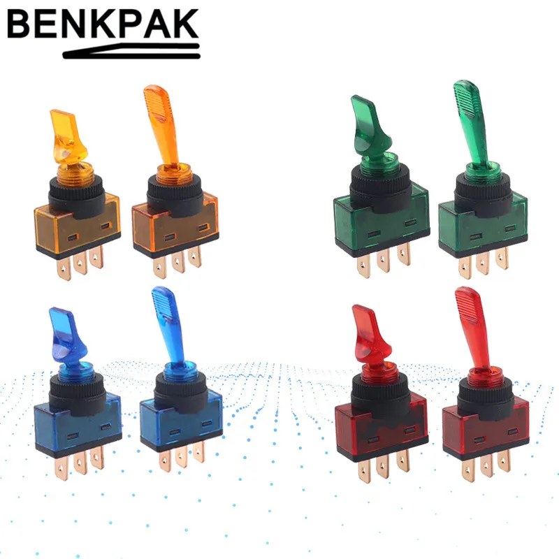 Prepínač automobilového prepínača 3 PIN OF-OFF s lampou DC 12V 20A