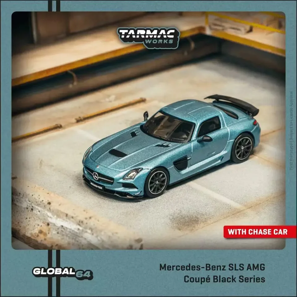 Presale TW 1:64 Mercedes Benz SLS AMG Coupe Black Series MATTE Blue Diecast Model Collection Collection Miniature Toy Tarmac Works