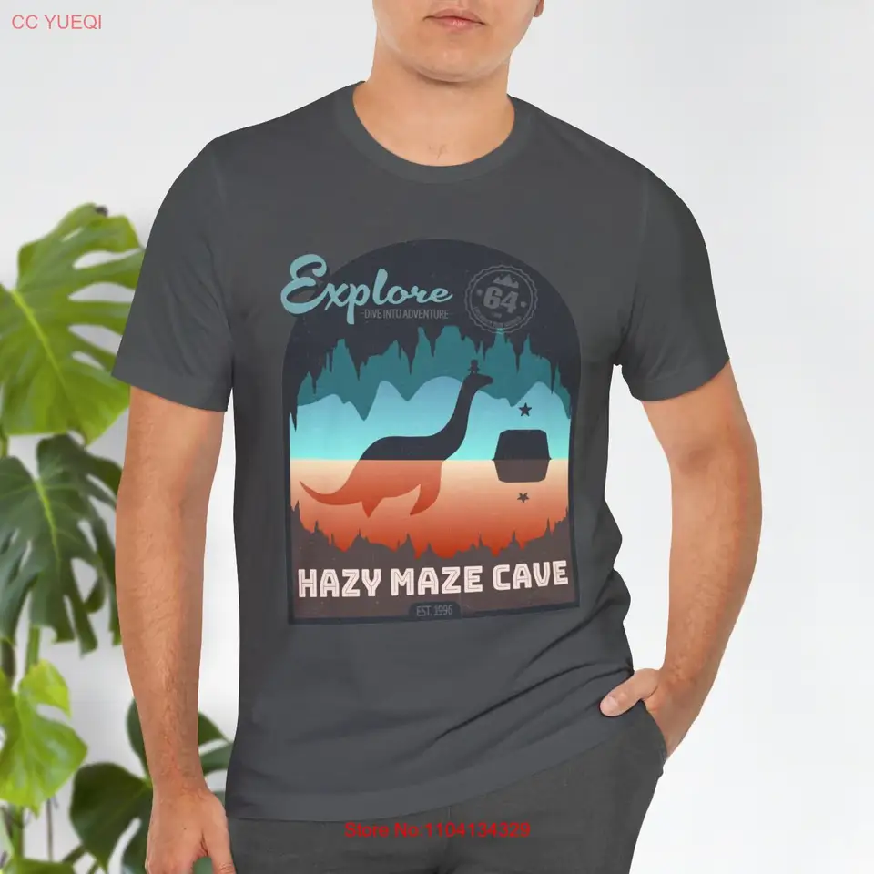 Preskúmajte hmlisté bludisko Cave Gamer T tričko pre 90. storočie 64 bitovú platformu Videohry fanúšikov dlhé alebo krátke rukávy