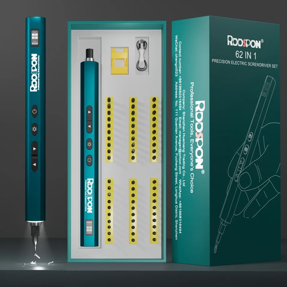 Presnosť elektrického bezdrôtového skrutkovača 26/62 v 1 nabíjateľná skrutkovacia LED dióda 2 Gear Magnetic Bit pre mobilný mobilný telefón Xiaomi