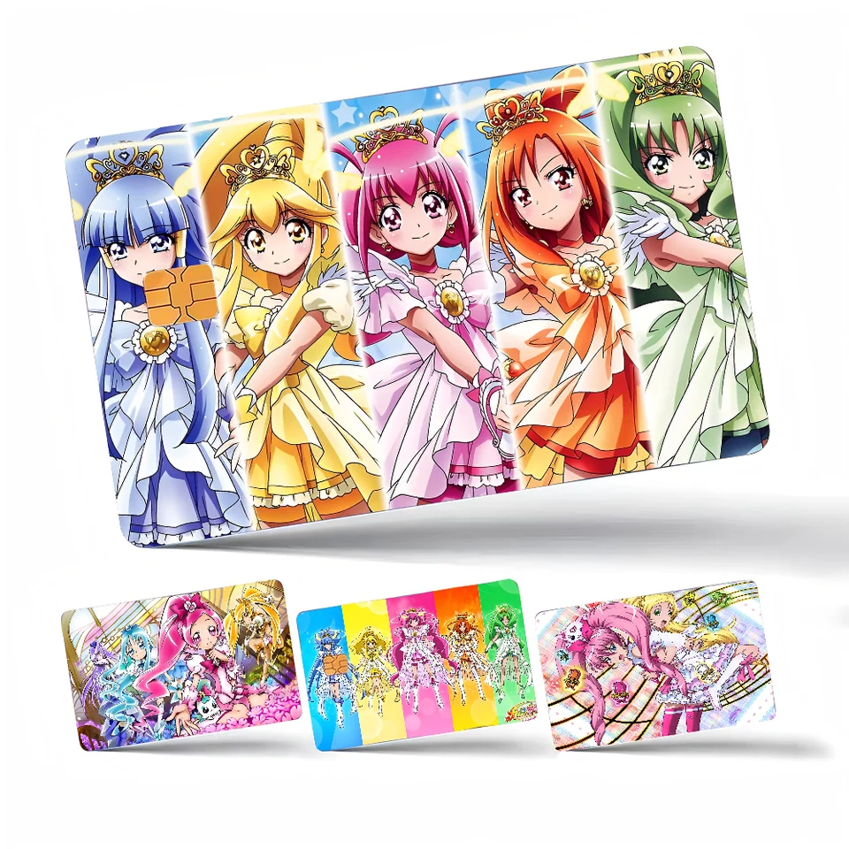 Pretty Cure Precure princezná anime kúpeľňa anime mladý Creidt karta debetná karta nálepka predná časť pre malý veľký čip bez čipu