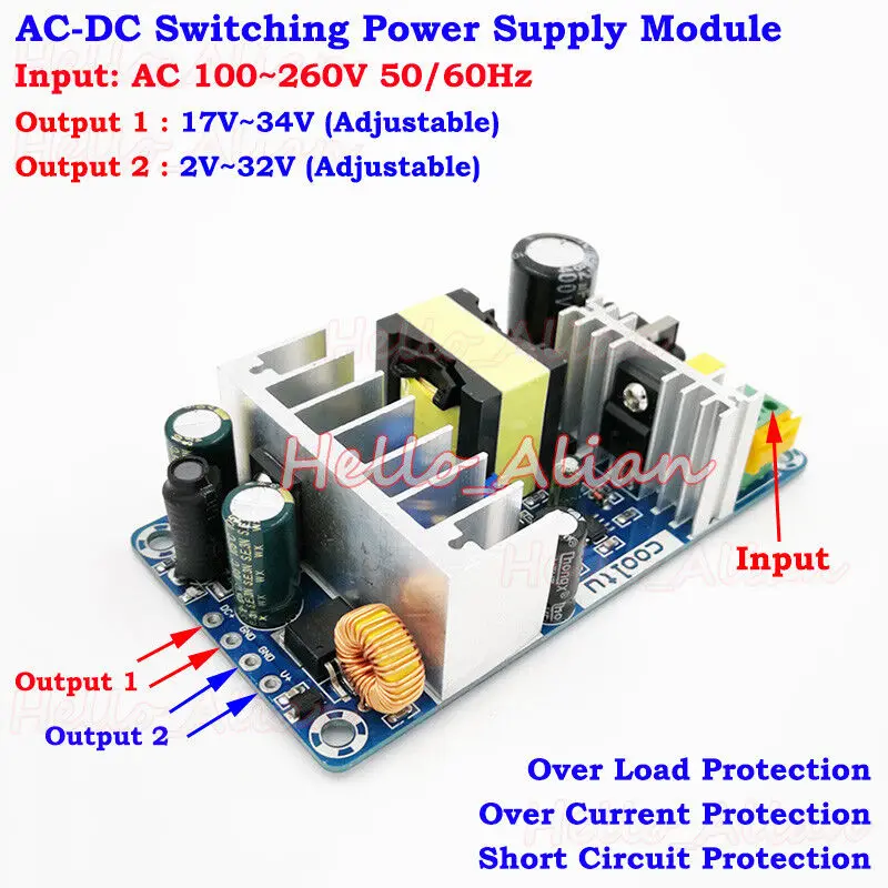 Prevodník AC-DC 110V 220V 230V až 5V 12V 24 V Duálny výstupný prepínanie