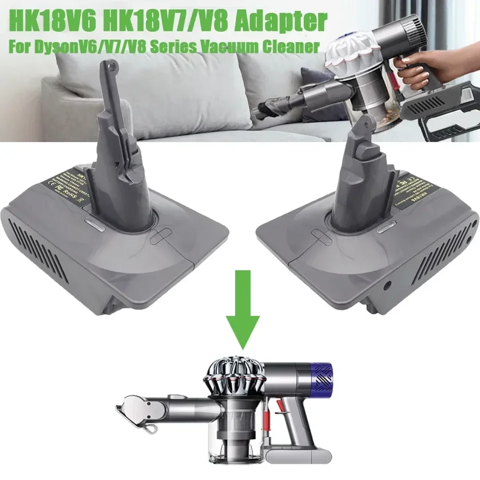 Prevodník adaptéra HK18V6 HK18V7 V8 pre HITACHI pre Hikoki BSL1830 1860 18V lítium -iónovej batérie pre vysávač Dyson V6 V7 V8