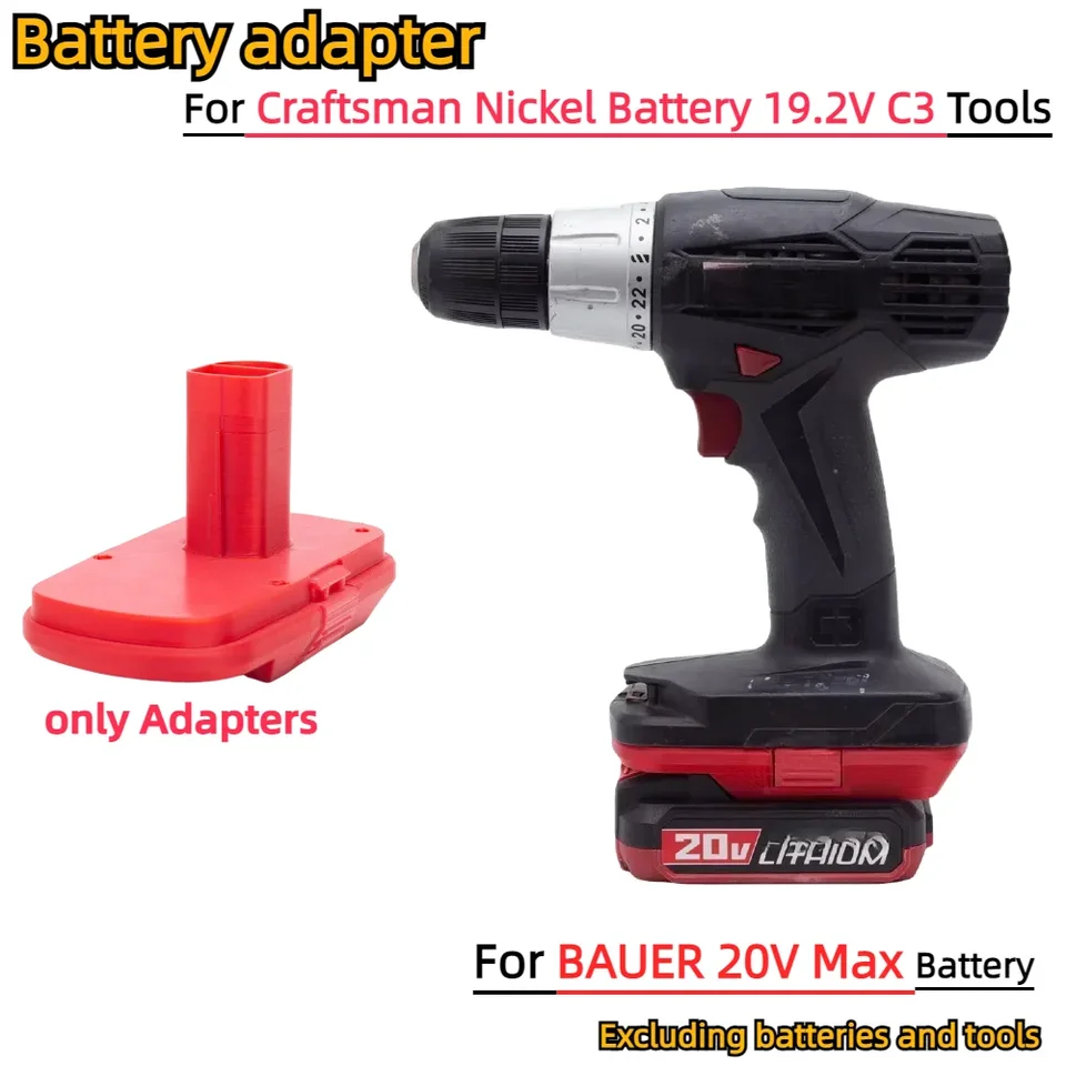 Prevodník batérie/adaptér pre Bauer 20V max batériu pre remeselníkovú nikel batériu 19.2 V C3 C3 Adrless vŕtací nástroj (iba adaptér)