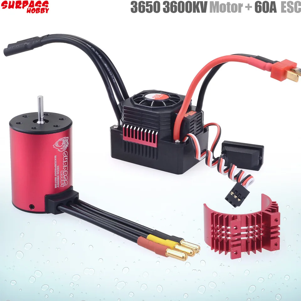 Prevyšovať hobby kk nepremokavé combo 3650 2300kv 3100kv 3600kv Brushless Motor w // chladiča 45A/60A Brushless ESC pre RC 1/10 auto
