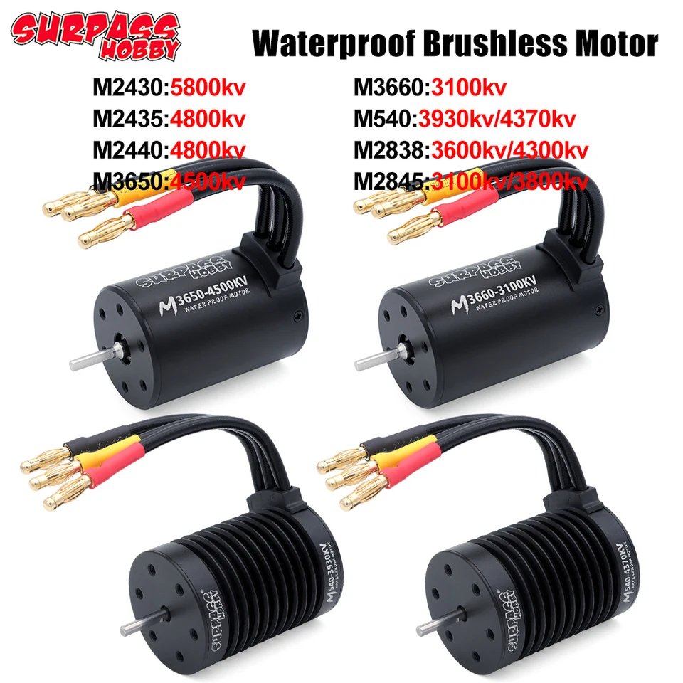 Prevyšuje hobby RC Motor M2430/2435/2440/2838/2845/540/3650/3660 Waterproof Brushless pre 1/10 1/12 1/14 1/16 1/18 RC CAR LOAD