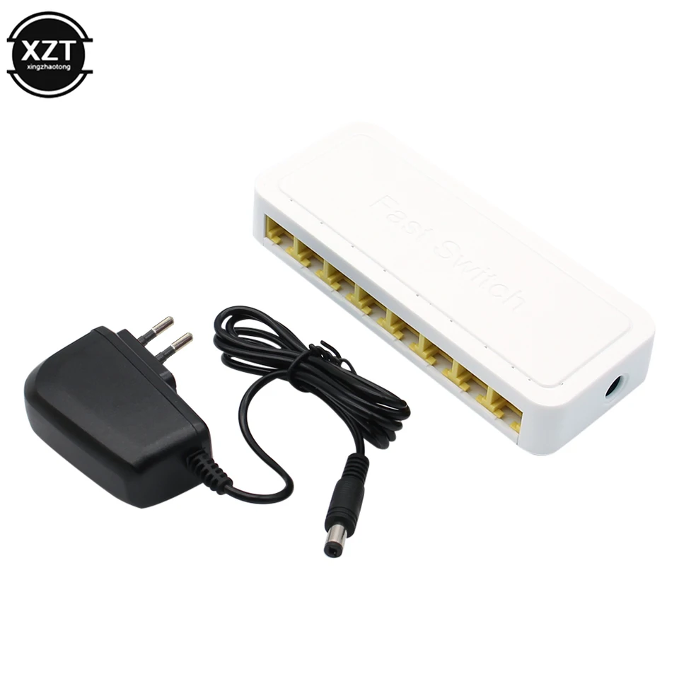 Pri 1ks 100 Mbps 8 portov Mini Fast Ethernet LAN RJ45 Sieťový prepínač Switcher Hub VLAN Support Hot Sale