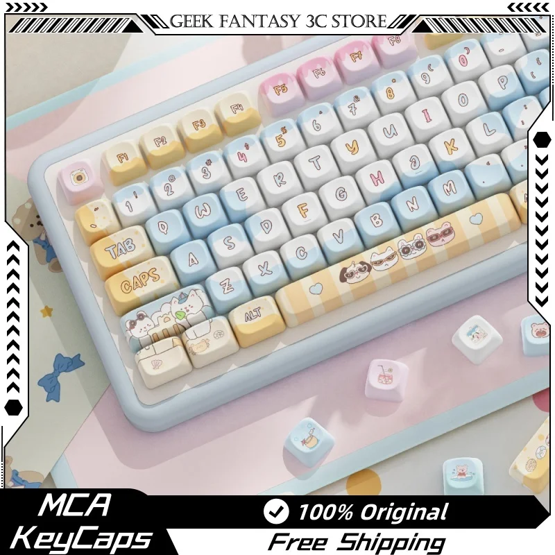 Pri more s tematikou Keycaps 112/120Keys MCA profil PBT Termal Sublimation Mechanická klávesnica prispôsobená modrým anime game keycaps
