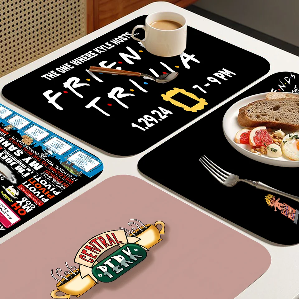 Priatelia TV Show Coffee Cup Ironning MOD Modern Art Texture Suring Mat Kuchy
