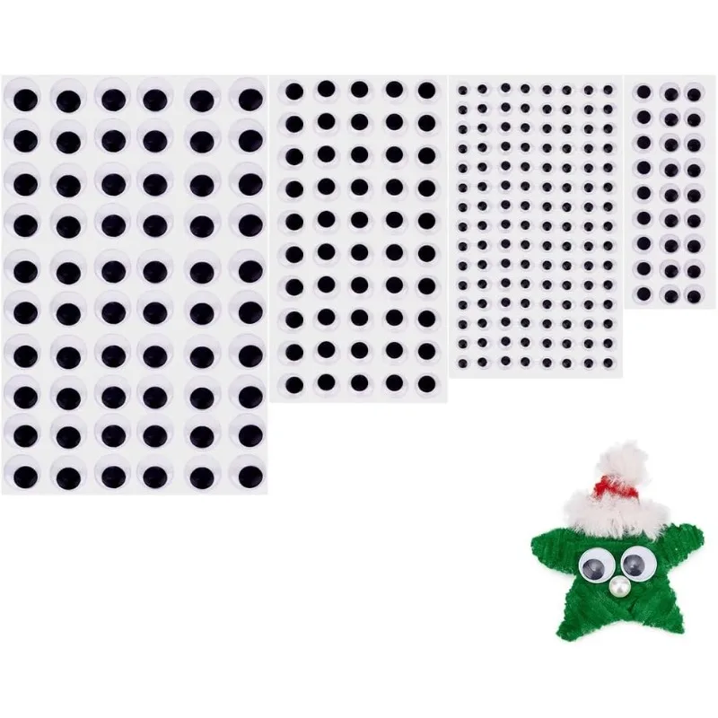 Približne 250 ks remeselné oči slepky 8 mm 12 mm 15 mm 20 mm plastové googly oči selfery Self Adhesive čierne biele googly oči Round