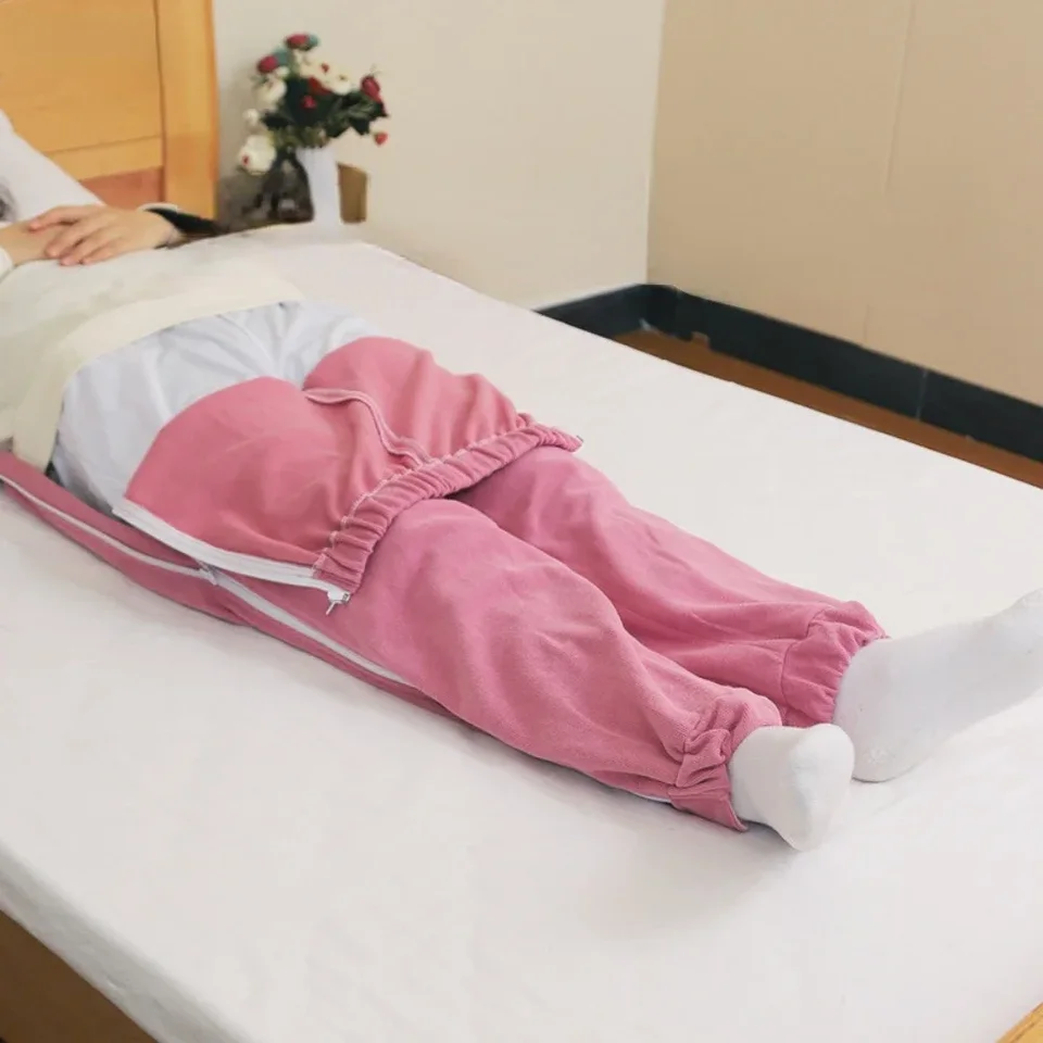 Priedušná staršia paralyzovaná posteľ močová inkontinencia starostlivosť nohavičky ľahké opotrebenie a zložte celú otvorenú zips pyžamu nohavičky z bavlny Soft