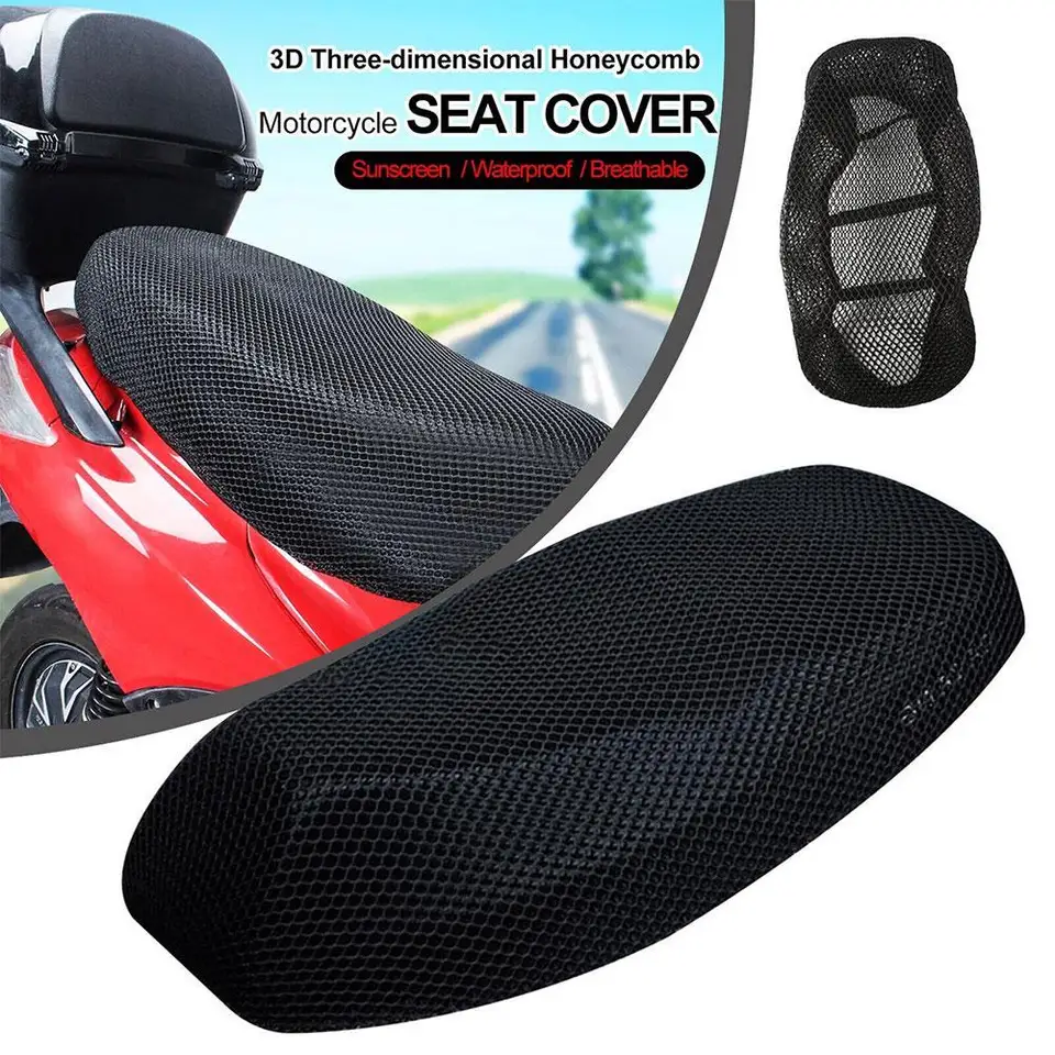 Priedušné letné chladné 3D sieťové motocykle Moped Moticbike Scooter Black Sedadlá kryty vankúšov protiškriatok kryt