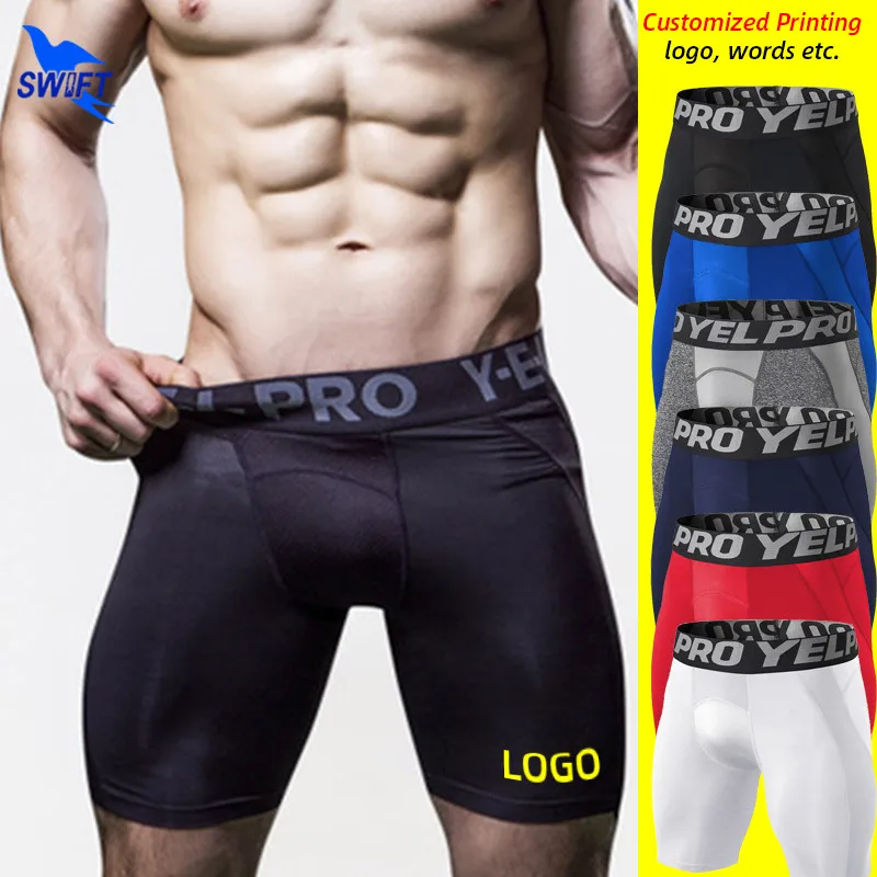 Priedušné pletivo bežecké krátke nohavice muži Muži rýchle suché kompresné pančucháče Sportswear Gyms Fitness Shorts legíny spodná bielizeň prispôsobená