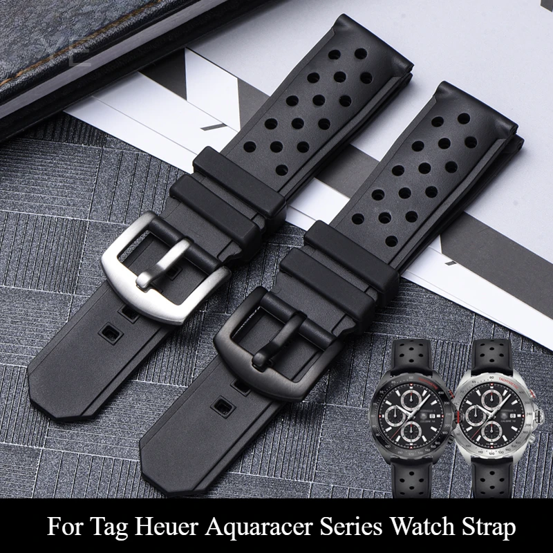 Priedušné pokožky- priateľské hodinky Doplnky 22 mm pre značku Heuer Aquaracer F1 Series Sports Premium Kvalita Silikone Watch Strap