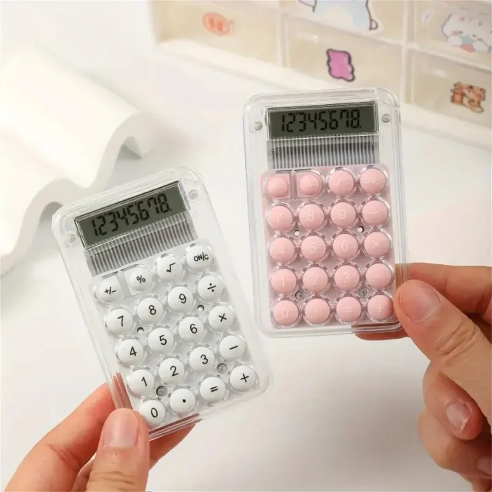 Priehľadná kalkulačka elektronická stolná kalkulačka LCD displej Mini Pocket Calculator Office Student Test pre deti darček základný