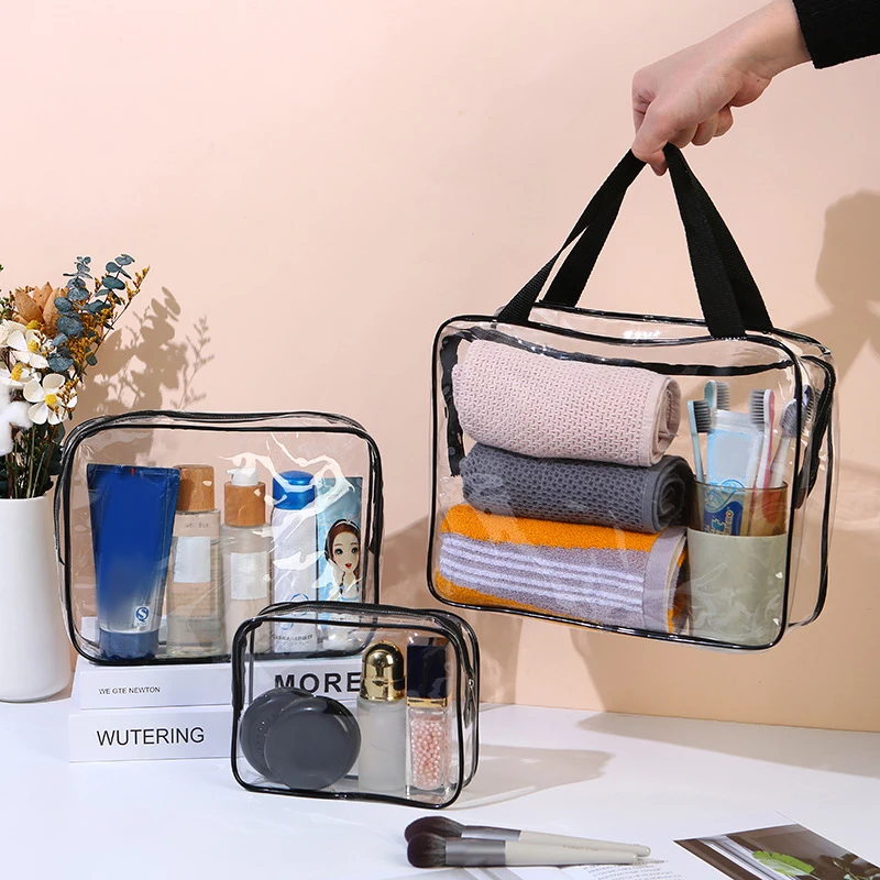 Priehľadná kozmetická taška PVC Ženy zips číry make -up tašky krásy cestovná make -up organizátor skladovacia kúpeľňa toaletná taška