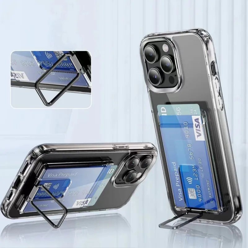 Priehľadná peňaženka držiaka magnetických kariet pre Magsafe iPhone 15 16 14 13 12 Pro Max Samsung S24 S23 Ultra MacSafe Card Slot Slot vrecko