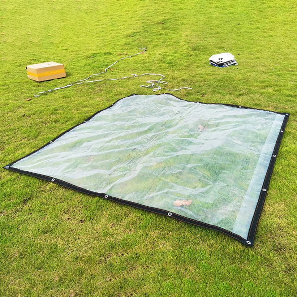 Priehľadná plachta s očami plachta 2 x 3 m plastová plachta s elastickými popruhmi vhodné na kempingový balkón Vonkajší stolík