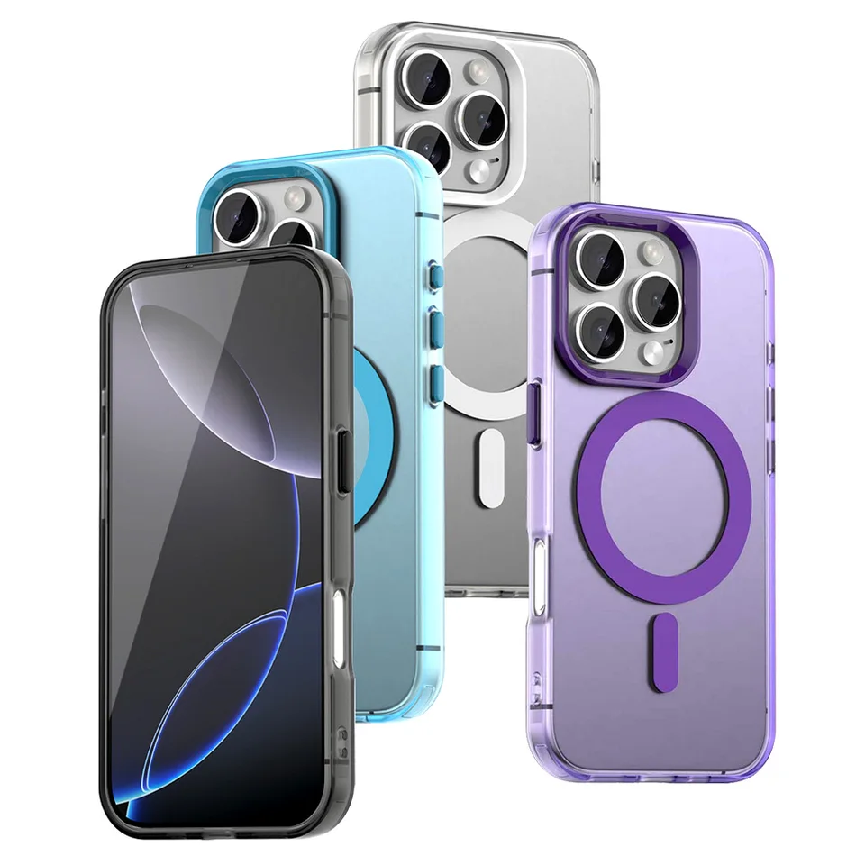Priehľadné cukrovinky farebné magnet adsorpčné puzdro pre iPhone 16 Pro Max 16 + 15 Pro 14 Plus 13 Pro 12 11 Militray kryt