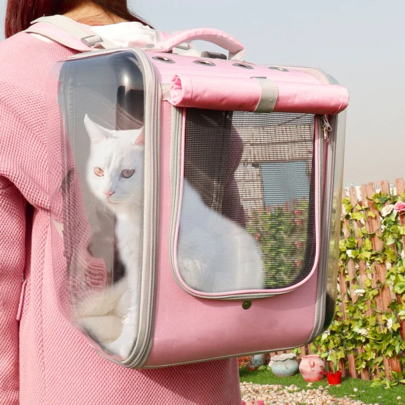 Priehľadné psy Cats Nosiče priedušné batohové batoh Acrylovej vesmírnej kapsuly šteňa mačiatko mačiatko vonkajšie cestovné prenosné domáce zvieratá