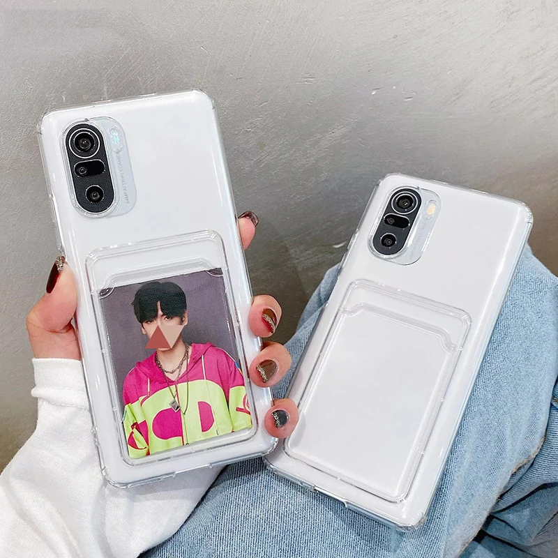 Priehľadné vrecko na sloty pre sloty pre samsung galaxy poznámka 8 9 10 20 Ultra J7 Prime F23 F42 F62 Číra peňaženka SOCPOUSPROUP Soft Soft Cover