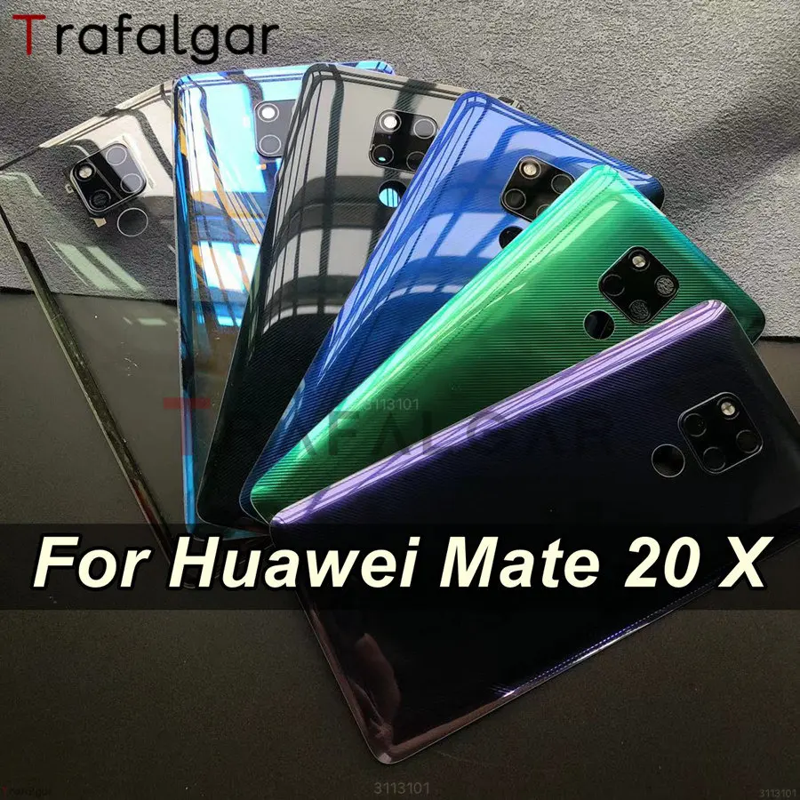 Priehľadné čisté pre Huawei mate 20 x 20x kryt batérie zadný sklenený panel zadné puzdro na kryt s výmenou šošovky fotoaparátu+nálepka