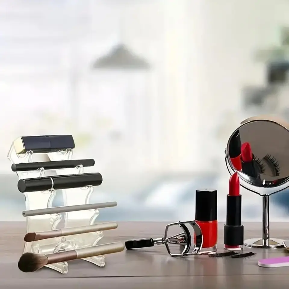 Priehľadný 6-bitový držiak guľôčkového pera Plast Plast jednoduchého obočia držiak na make-up kefu Organizátor Organizátor
