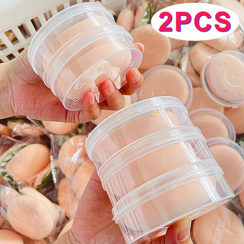 Priehľadný prášok Puff Puff Storage Storage Box Bezpečný materiál PP Multifunkčný kozmetický úložný box Vodotesná prachová škatuľka