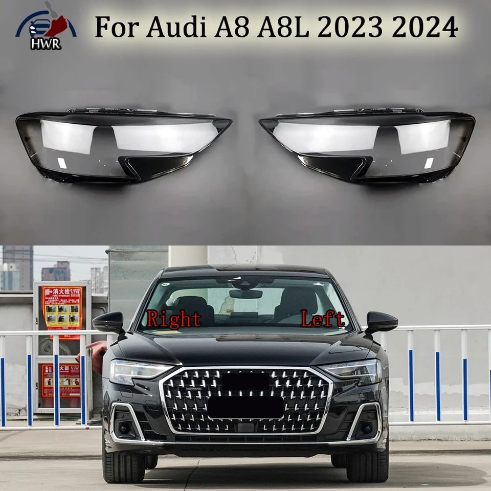 Priehľadný svetlometový kryt svetlometový maska ​​lampa lampa Lamp shell Plexisklass Vymeňte originálny objektív pre Audi A8 A8L 2023 2024